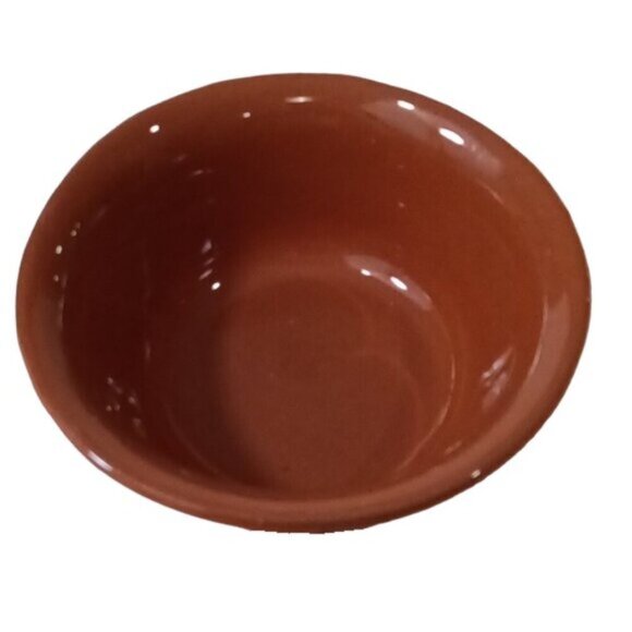 Mexican Made Brown Terra Cotta Bowls Set of 4 Glazed Interior Unglazed Exterior - Picture 3 of 7